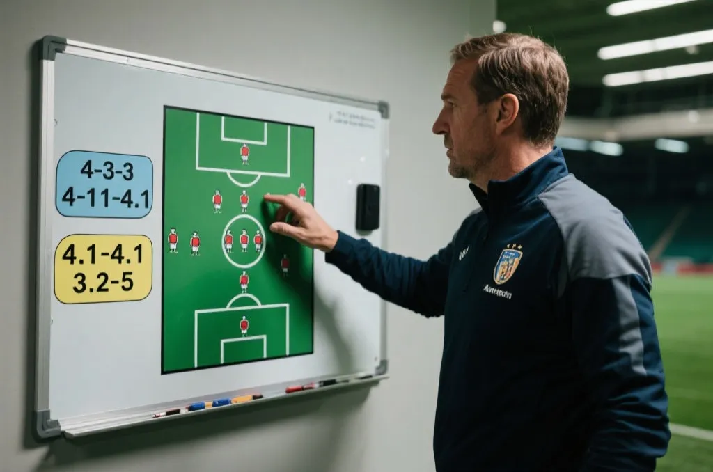 世界杯决赛临场变阵：4-3-3切换4-1-4-1与3-2-5站位示意